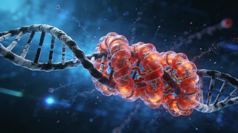 Schéma CRISPR-Cas3 induisant une large délétion sur le gène TTR pour traiter l’ATTR