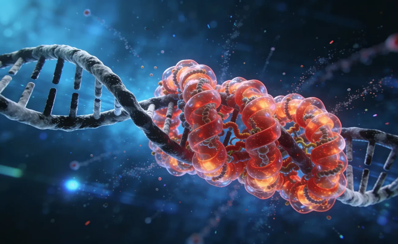 Schéma CRISPR-Cas3 induisant une large délétion sur le gène TTR pour traiter l’ATTR